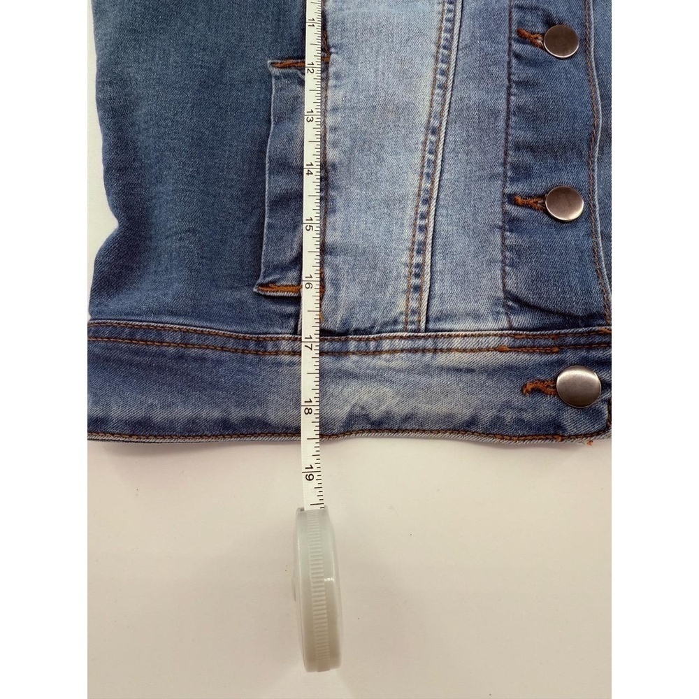 Vetinee Jacket Womens Cropped Blue Denim 3/4 Sleeve Puff Distressed Faded - Picture 15 of 16